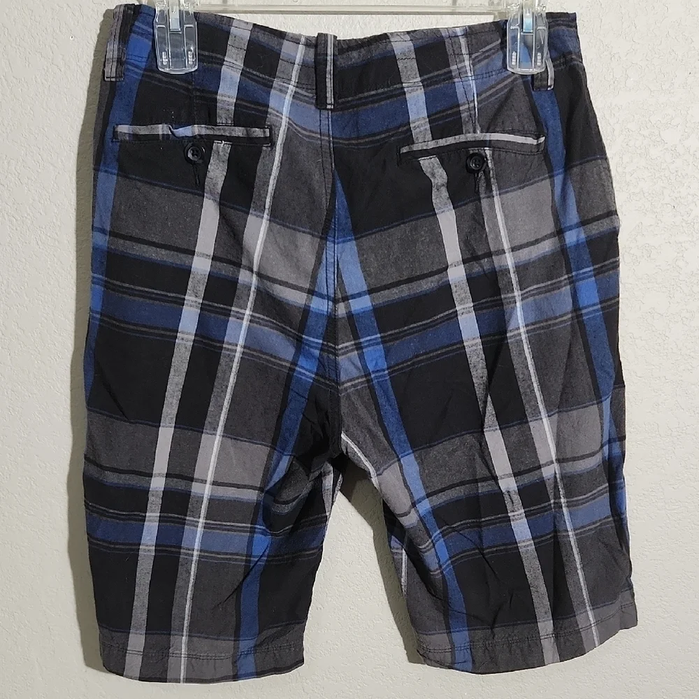 Arizona Jean Company Shorts Blue Black Plaid Size 34